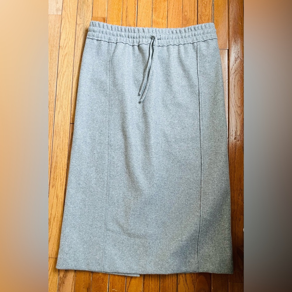 Zara Light Gray Midi Knit Skirt with Drawstring Waist